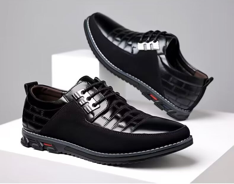 Herren-Derby-Schuhe im britischen Stil mit Karomuster, rutschfeste Leder-Loafer, Mokassins, Hochzeitsschuhe |