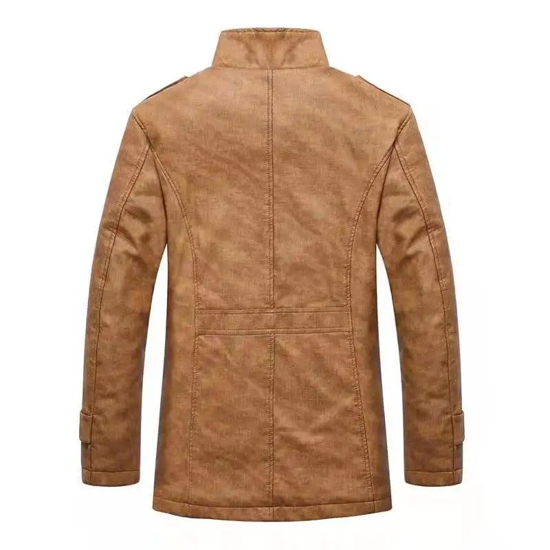 Herren Winter Warmer Ledermantel Parka Fleecejacke Trench Slim Jacke Mantel | ZQBA227
