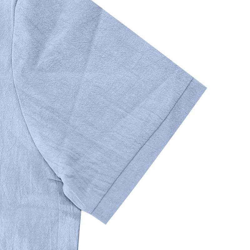 Herren-Poloshirt aus Leinen im britischen Gentleman-Stil, lockere Passform, Sommer, kurze Ärmel | YHBKCS-20