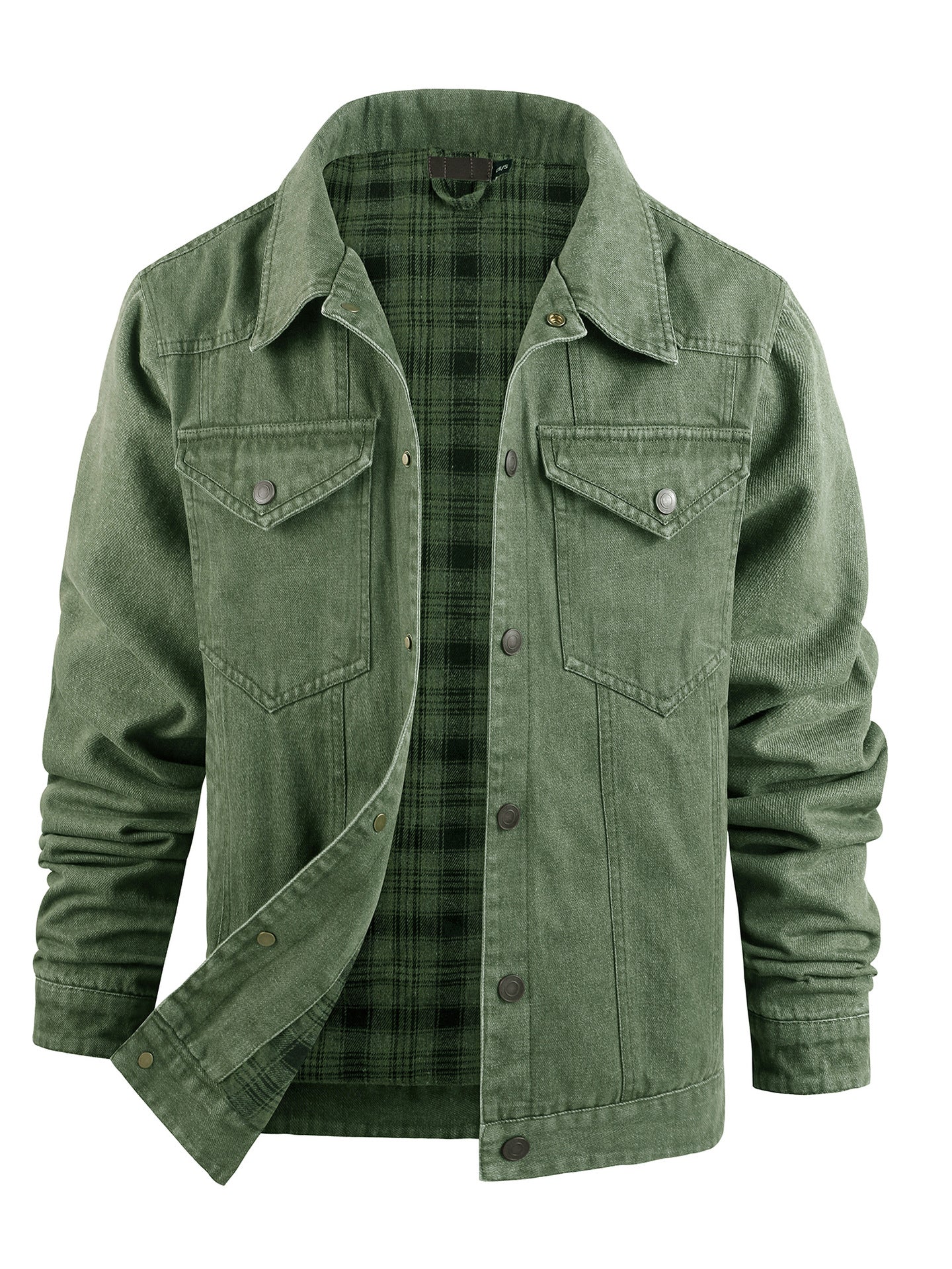 Herren-Truckerjacke im Western-Karo-Flanell-Stil in großer Größe, lässige Jeans-Oberbekleidungsjacke | 3270