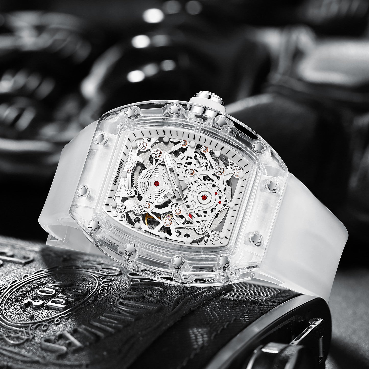 Herrenuhren Luxus Transparente tonnenförmige hohle automatische mechanische Uhr | K-2015A