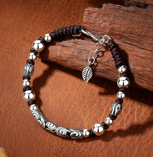 Herren-Armband aus Sterlingsilber mit himmlischem Relief, verstellbar, Glücksarmband, 3D-Handarbeit, spirituelles Design | CB22031-1BYSR