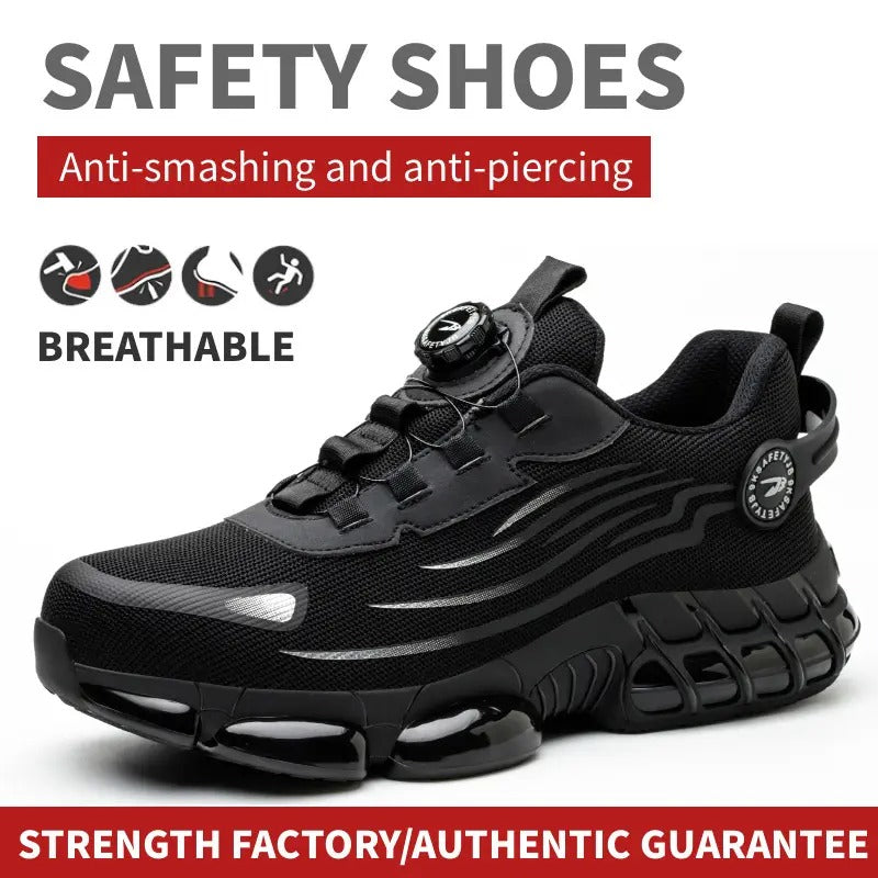 Leichte Sicherheitsschuhe mit Stahlkappe für Herren, Arbeitssneaker, gedrehter Knopf, leicht zu tragen, Baustiefel, atmungsaktive Sportschuhe