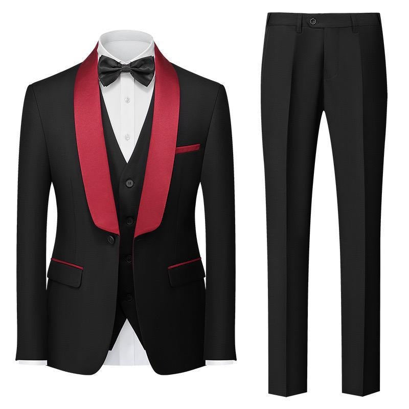 Herren Premium Anzug Casual Regular Smart Fit 3-teiliger Smoking für Abschlussbälle, Schalkragen, Hochzeitsfeier, Trauzeugenanzüge (Blazer + Weste + Hose) | 601