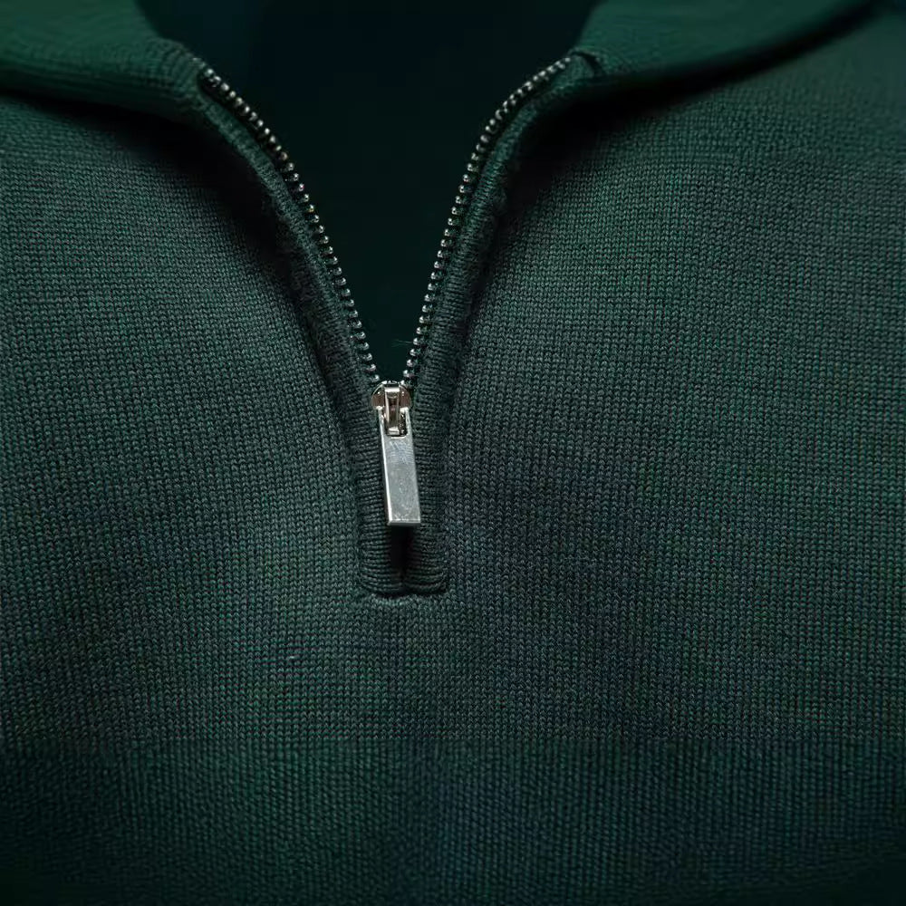 Herren-Pullover aus Baumwolle mit Viertelreißverschluss – Poloshirt aus einfarbigem Strick mit Stehkragen | ZSW-03