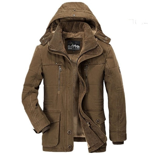 Neue Winterjacke mit dicker, warmer Wattierung aus Baumwolle, Windjacke mit Kapuze, Parka, Übergröße | 13029
