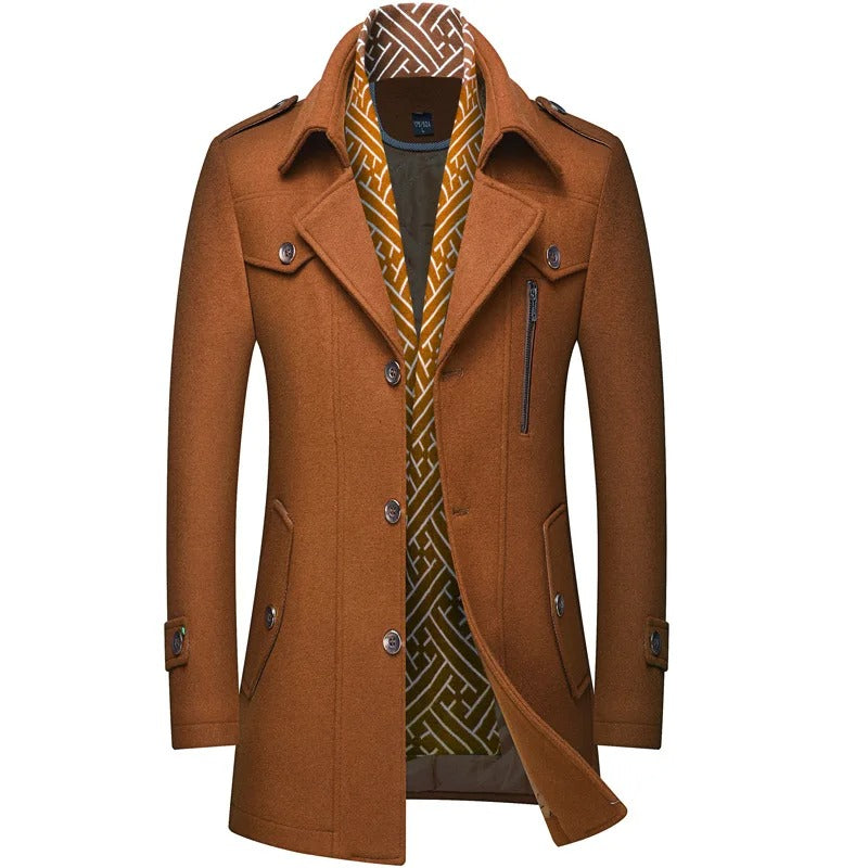 Herren-Windjacke aus dicker Wolle mit Schalkragen, mittellang, für warme Wintertage | 1906