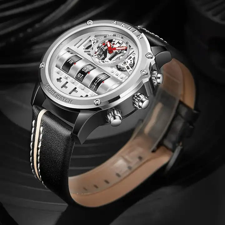 Herren Armbanduhren Militär Sport Quarz Einzigartige Drehdatum Lederarmbanduhr | A9022