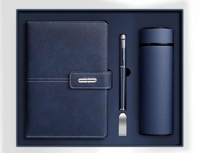 Premium A5 Notizbuch Geschenkset mit Stift USB-Stick & Thermobecher Geschenkset | 11111