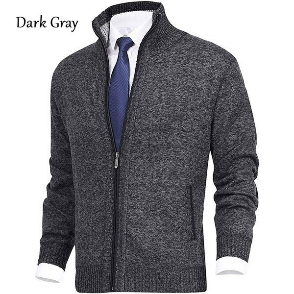 Herren Stehkragen Strick Einfarbig Reißverschluss Outdoor Strickjacke Strickwaren Casual Tops Mantel Jacke | 7701