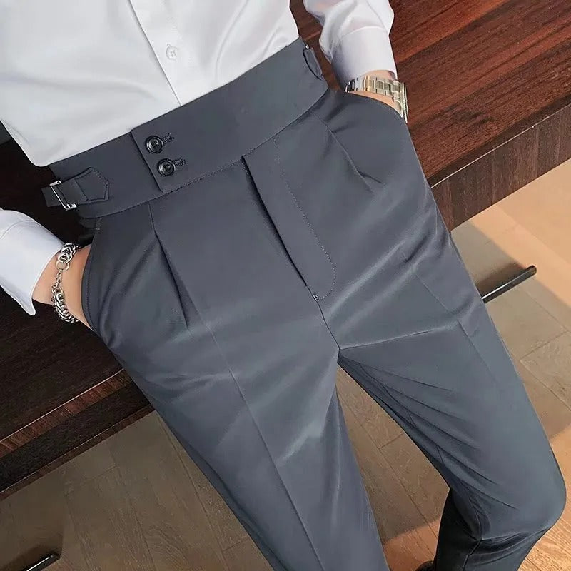 Stilvolle Business-Anzughose mit Plissee, trendige Mode, hohe Taille, lässig, schmale Passform, Vintage-Bleistifthose, Büro-Anzughose | F01