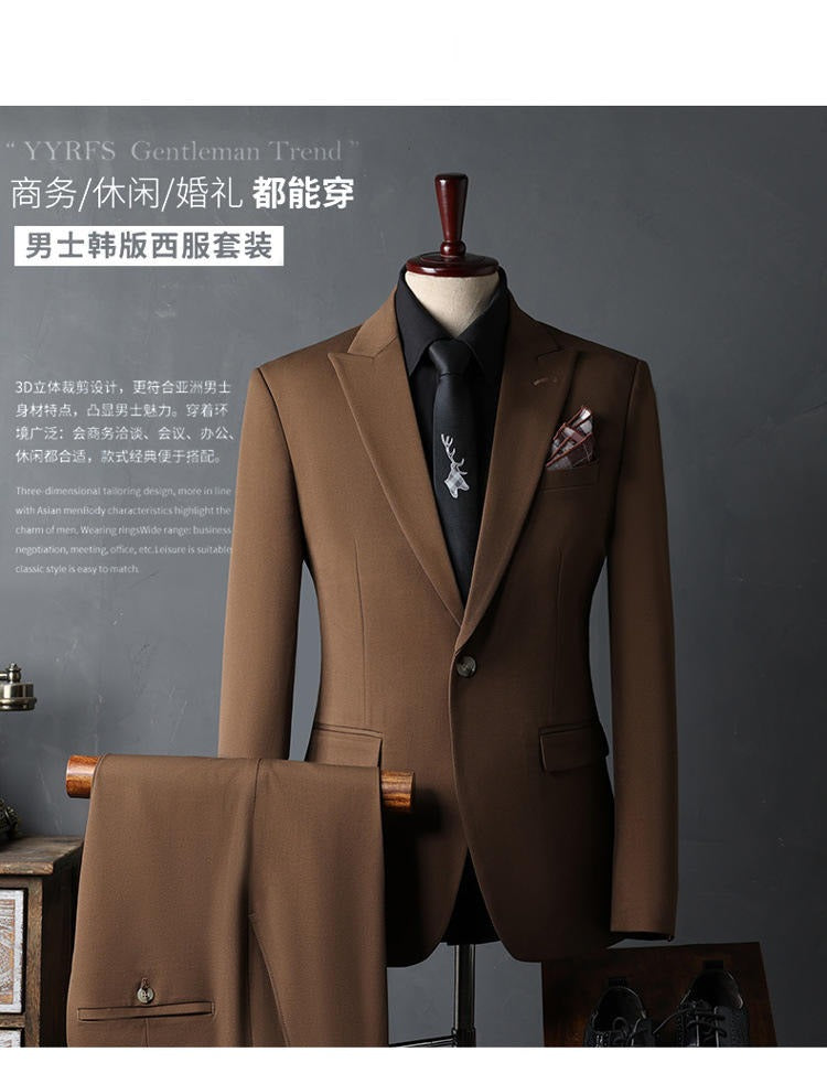 Herren Premium 3-teiliger Anzug Hochzeitskleid Business Smoking Smart Fit 3-teiliges Einreiher-Anzug-Set | S8018