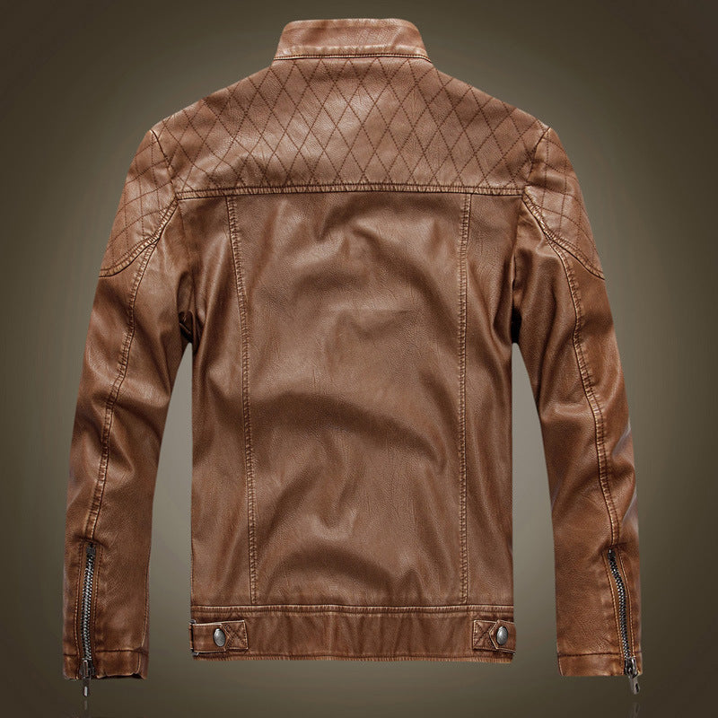 Lederjacke Herren Stehkragen Washed PU Lederjacke Nostalgie | 8899