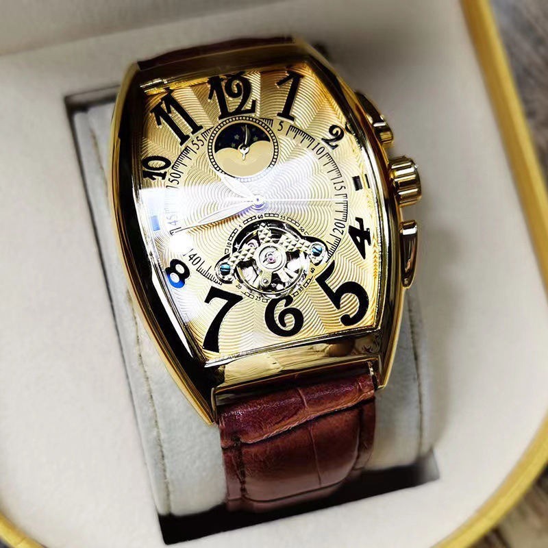 Herren Armbanduhren Mode Mondphase Tourbillon Automatische Mechanische Uhren | m186