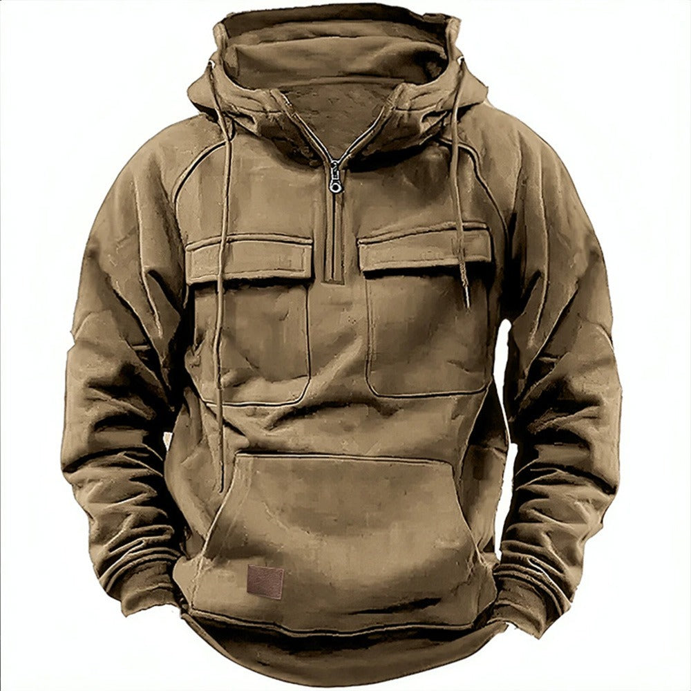 Herren Retro Kapuzenpullover Einfarbig Langarm Hoodie für Herbst & Winter | AL74