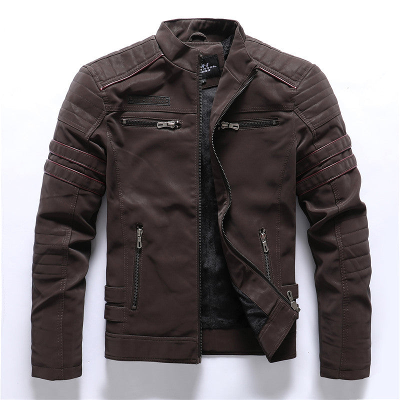 Herren PU-gebürstete weiche Wildlederjacke, modischer Blazer mit mehreren Stickereien | 8809