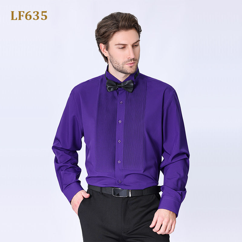 Doppelt plissiertes Herrenhemd Business High-End Anzug Französisches Hemd | LF631