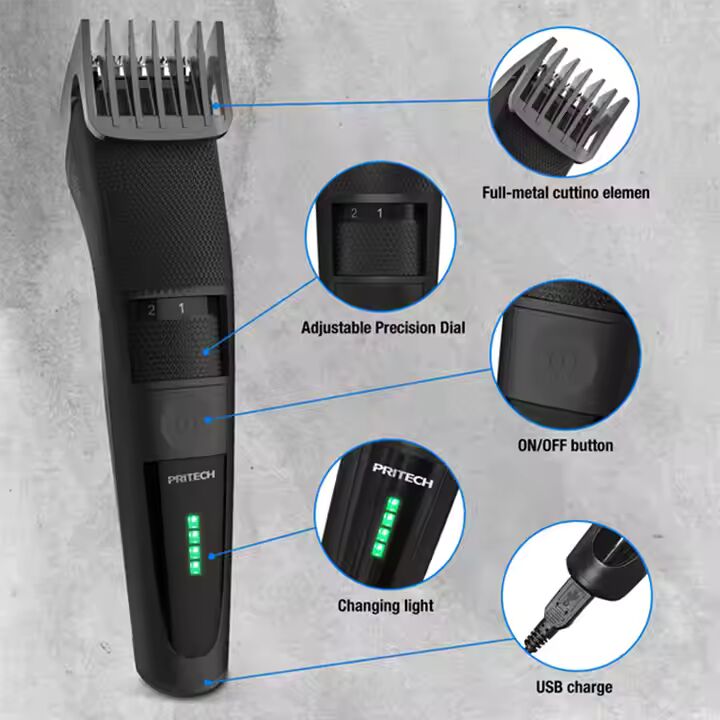 PRITECH USB-aufladbarer professioneller Haarschneider, kabelloser Bartschneider, elektrischer Haarschneider für Männer | PR-2228