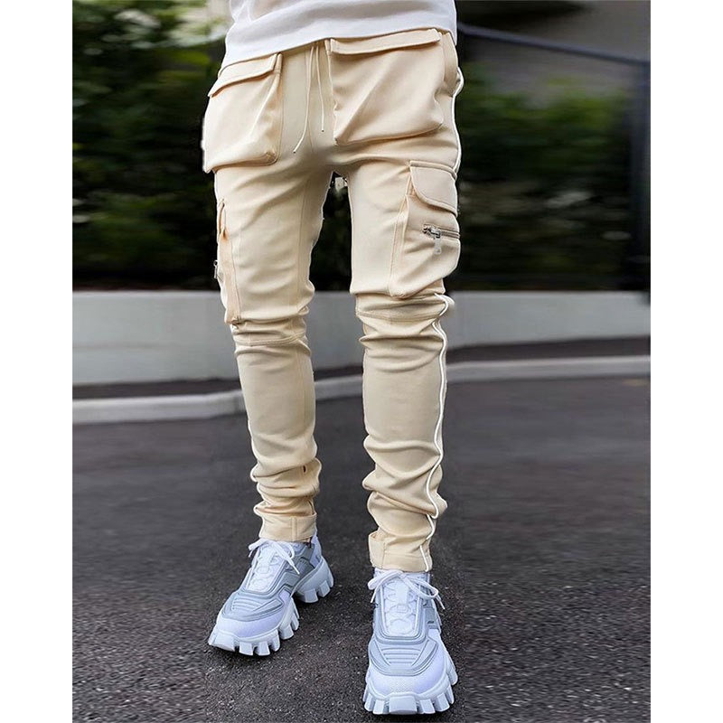 Herren Casual Joggers mit Kordelzug Elastischer Bund Cargohose Hip Hop Jogginghose | CK838