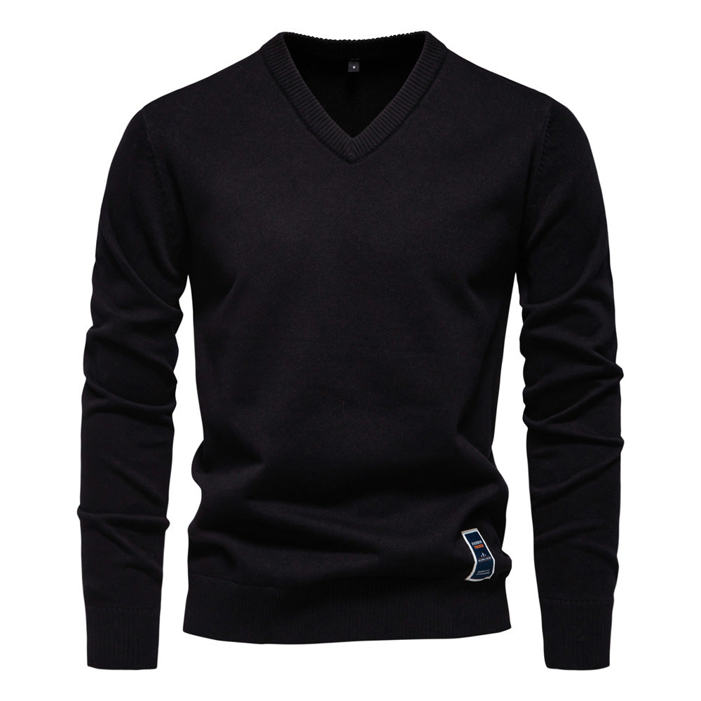 Winterpullover mit V-Ausschnitt, einfarbig, langärmelig, warm, Oberteile | VSW-02