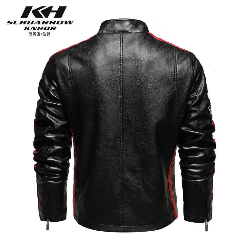Herren PU Jacke Stehkragen Multi Pocket Pullover Blazer Kunstlederjacke | KH-188