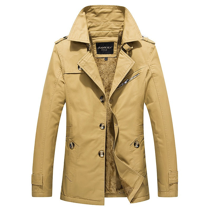 Herrenjacke Warmer Winter Trenchcoat Business Casual Smart Button Windbreaker Blazer