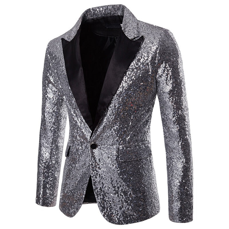 Herren Performance Blazer Pailletten Anzugjacke Fit Hochzeitsmantel | X36-X20