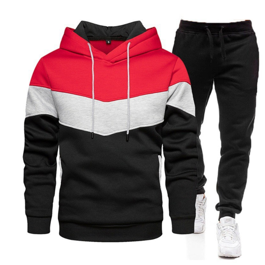 Hochwertige Fitness-Outfits Winter-Trainingsanzug mit Kapuzenpullover und Jogginghose | 003
