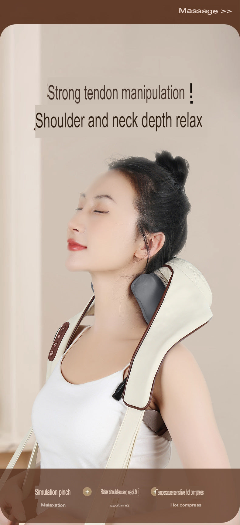 Knetendes Shiatsu M-förmiges Nacken-Schulter-Massagegerät mit Infrarot-Heizung Nacken-Schulter-Massagegerät | R8