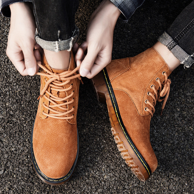 Britische Retro-Lederstiefeletten für Herren, modische Thermo-Outdoor-Schuhe | 8916