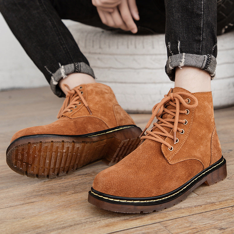 Britische Retro-Lederstiefeletten für Herren, modische Thermo-Outdoor-Schuhe | 8916