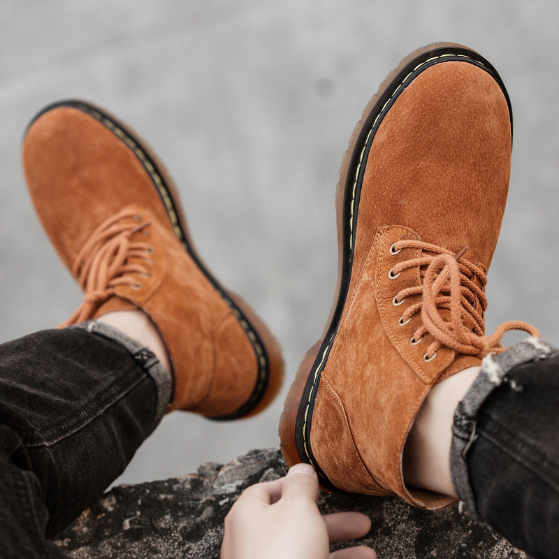 Britische Retro-Lederstiefeletten für Herren, modische Thermo-Outdoor-Schuhe | 8916