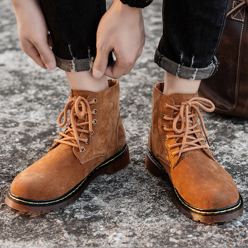 Britische Retro-Lederstiefeletten für Herren, modische Thermo-Outdoor-Schuhe | 8916