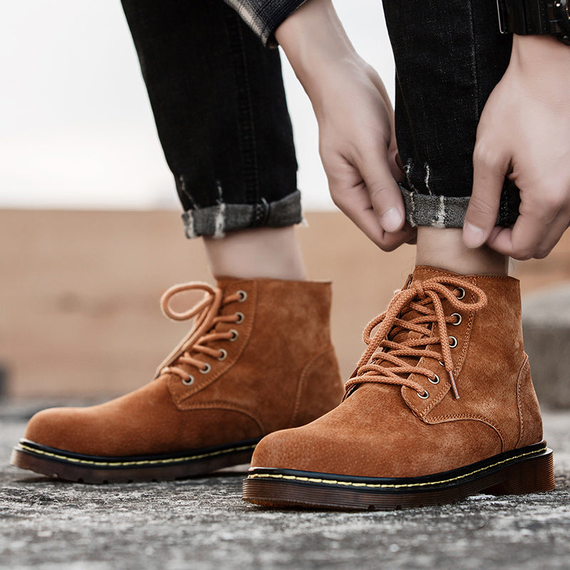 Britische Retro-Lederstiefeletten für Herren, modische Thermo-Outdoor-Schuhe | 8916