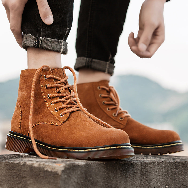 Britische Retro-Lederstiefeletten für Herren, modische Thermo-Outdoor-Schuhe | 8916