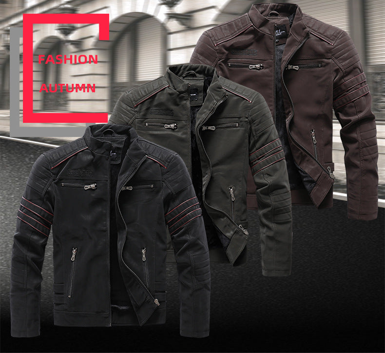 Herren PU-gebürstete weiche Wildlederjacke, modischer Blazer mit mehreren Stickereien | 8809
