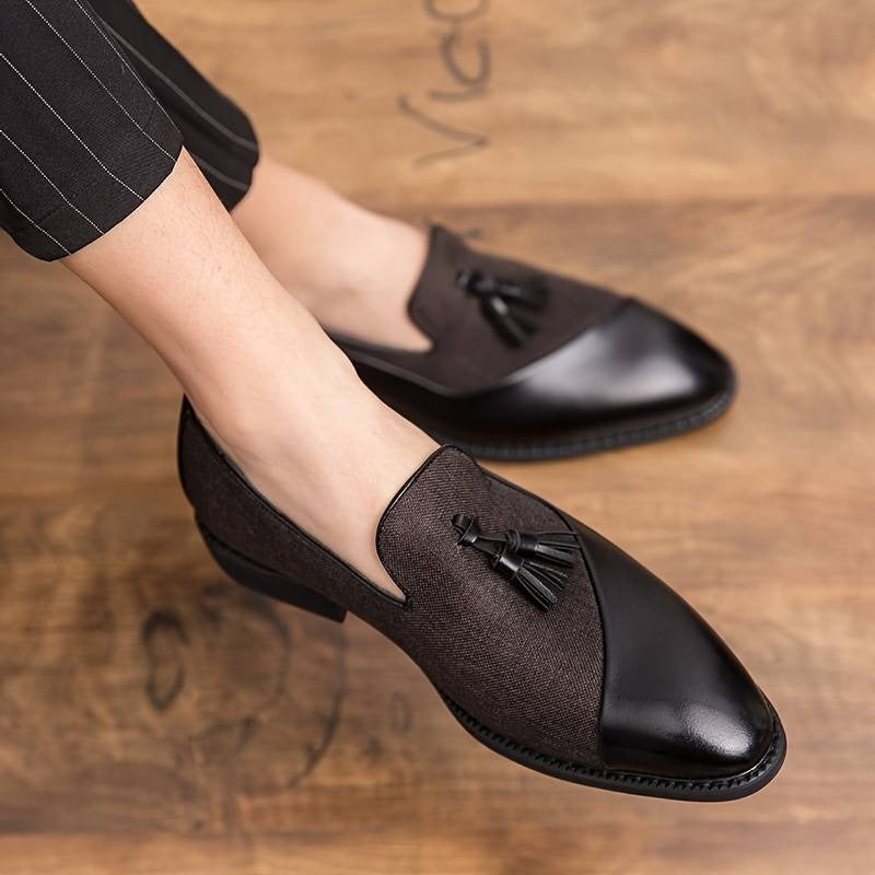 Herren Vintage Slipper mit Quaste, bequeme, rutschfeste Gummisohle, Freizeitschuhe | 1109-58