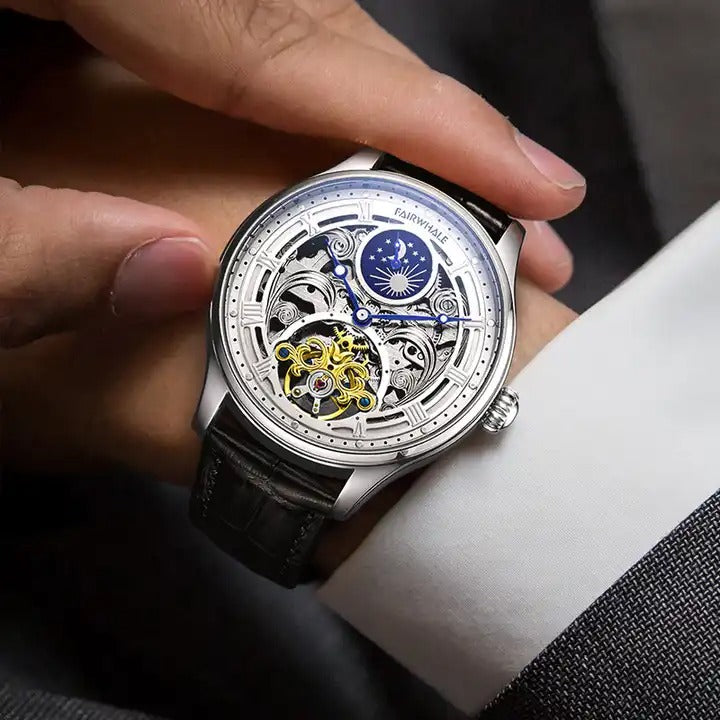 Mechanische Luxus-Automatikarmbanduhr für Herren aus Edelstahl, wasserdicht | J117