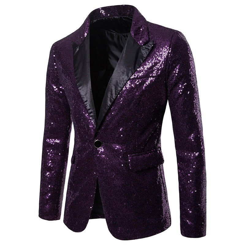 Herren Performance Blazer Pailletten Anzugjacke Fit Hochzeitsmantel | X36-X20