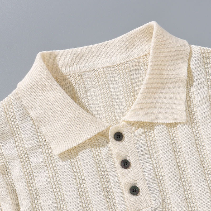 Hochwertiges Sommer-Strick-Kurzarm-Poloshirt für Herren, bequem und atmungsaktiv | POLO1