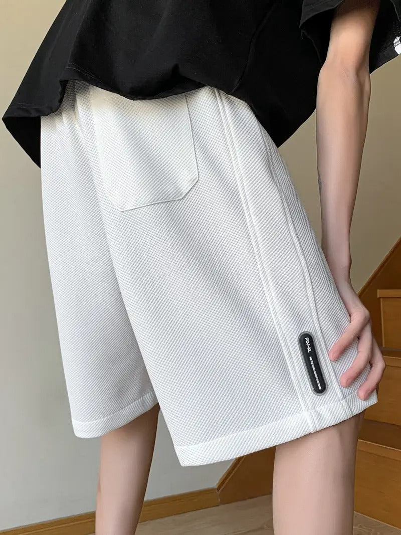 Leichte Lounge-Shorts aus Waffelstrick für Herren – Locker sitzende, schnelltrocknende Sportshorts mit Kordelzug in der Taille für den Sommer | DK34