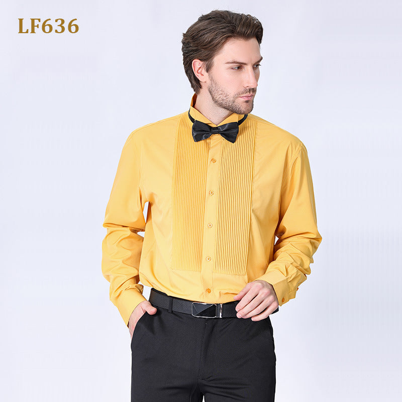 Doppelt plissiertes Herrenhemd Business High-End Anzug Französisches Hemd | LF631