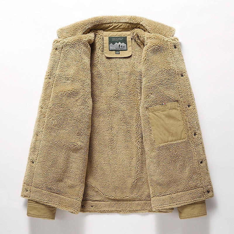 Dicke, warme Militärparkajacke für Herren mit Pelzkragen und Fleecefutter – Winterbombermantel | BK19811