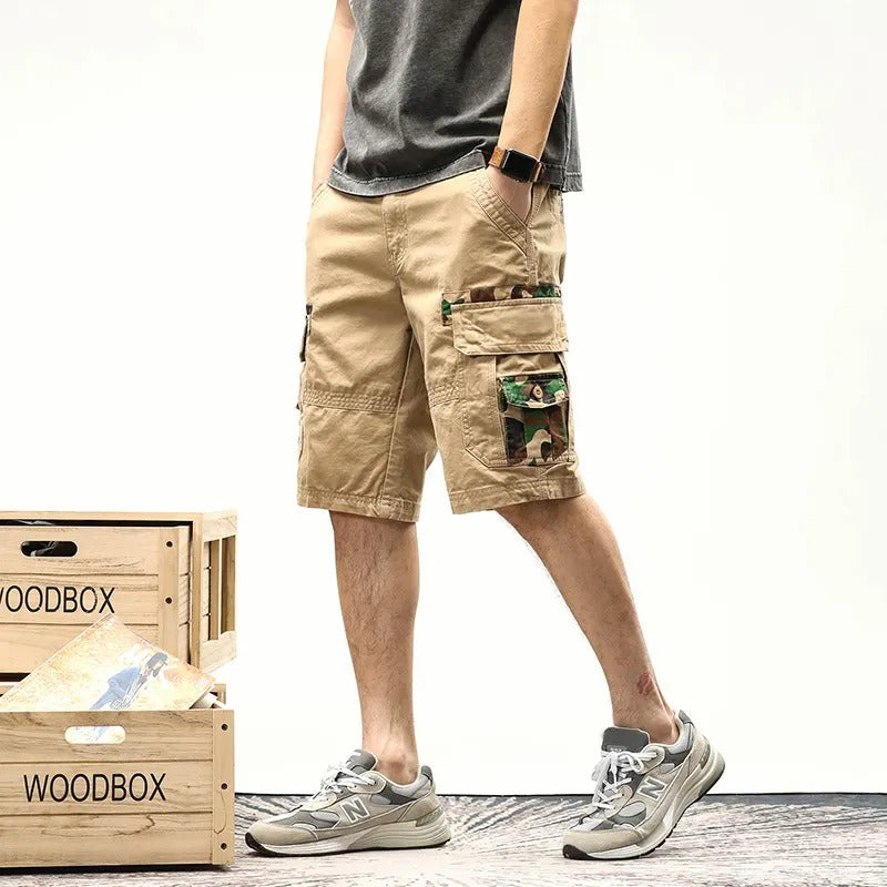 Herren-Schaumstoff-Shorts, elastischer Bund, Baumwolle, leicht, schnelltrocknend, Wander- und Arbeitsshorts | 1701