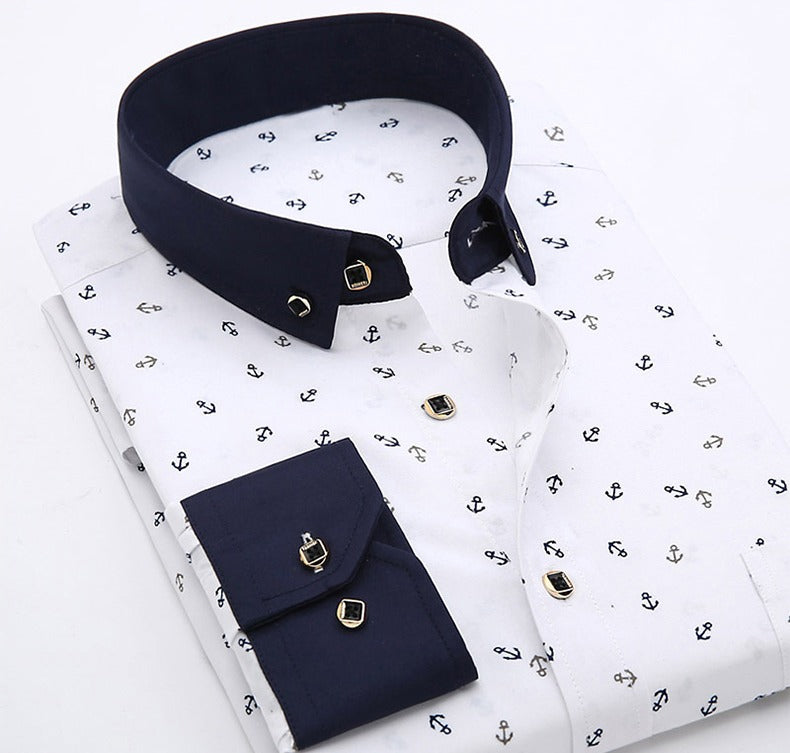 Hochwertiges, langärmliges Business-Hemd mit Button-Down-Karomuster aus Polyester | CY116