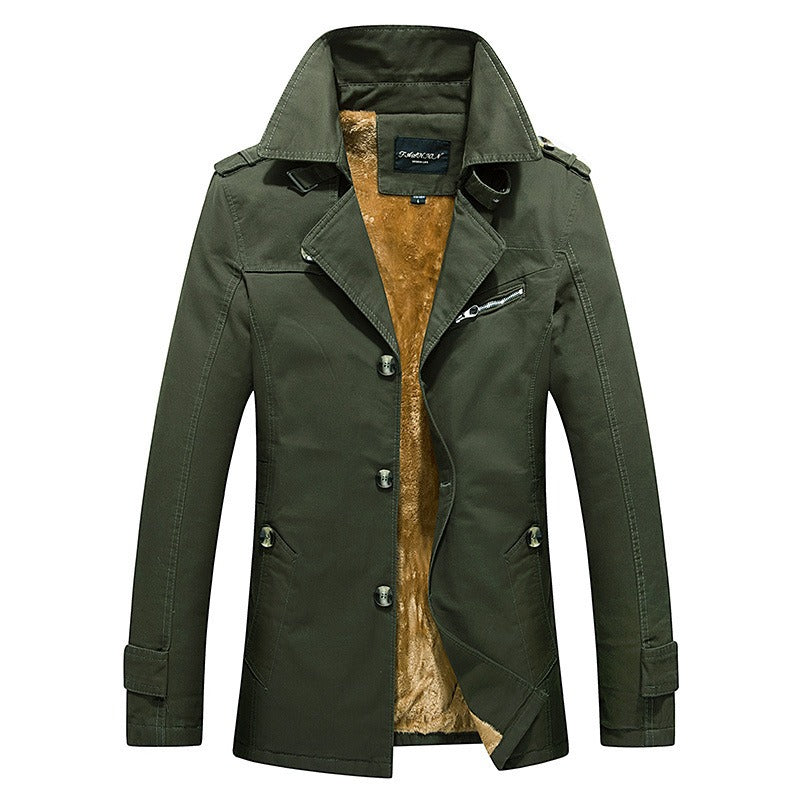 Herrenjacke Warmer Winter Trenchcoat Business Casual Smart Button Windbreaker Blazer