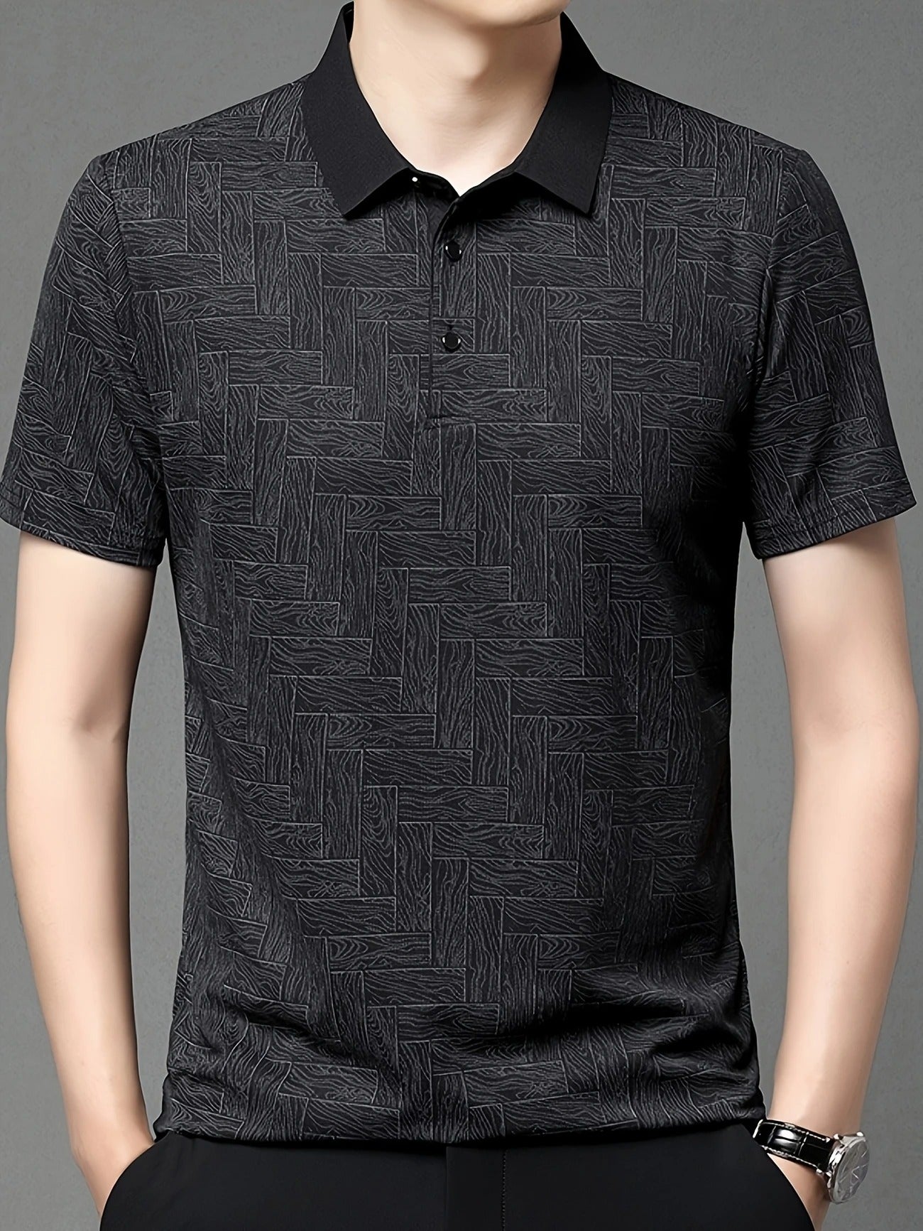 Leichtes Sommer-Golfhemd für Herren, lässiges Button-Up-Kurzarmhemd | Q135