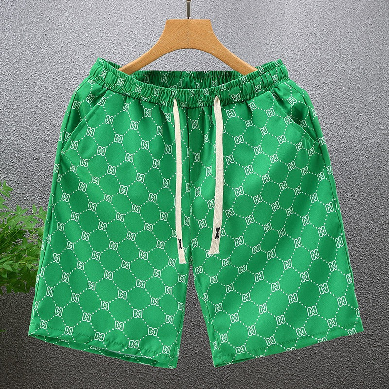 Herren Polyester Casual Shorts mit Taschen Sommer Strand Bedruckte Shorts | Hk081