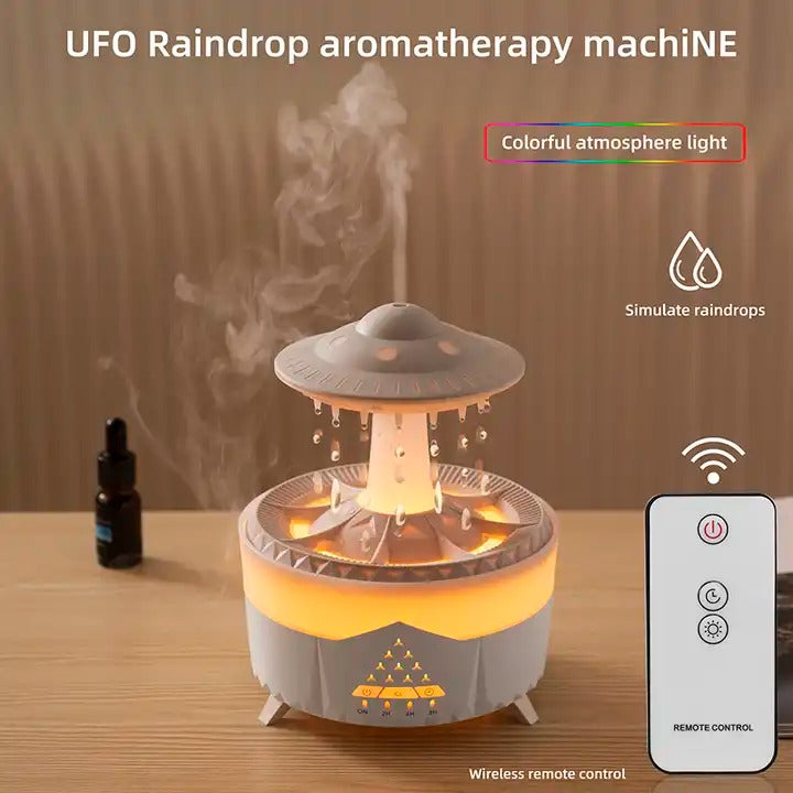 Fernbedienung Regentropfenwolke Luftbefeuchter 7 Farben LED Lampe UFO Aroma Diffusoren | X01