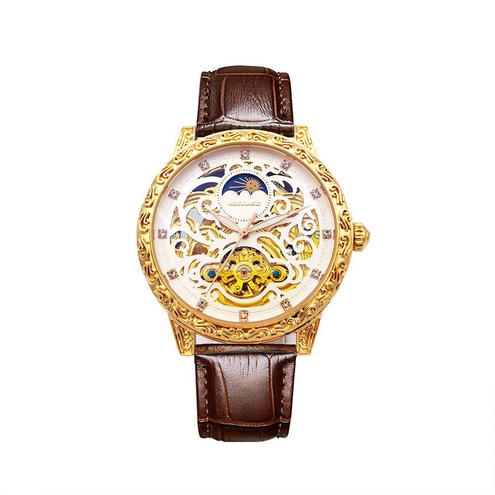 Mechanische Herrenuhren Automatik Wasserdicht Business Armbanduhr Lederuhr | 2120-6